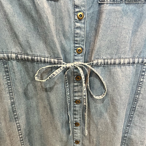 Sundance Short Sleeve Chambray Denim Dress Women’s Size Petite XL Button Front - Picture 5 of 6